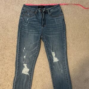 Judy Blue Medium Blue Ripped Skinny Jeans